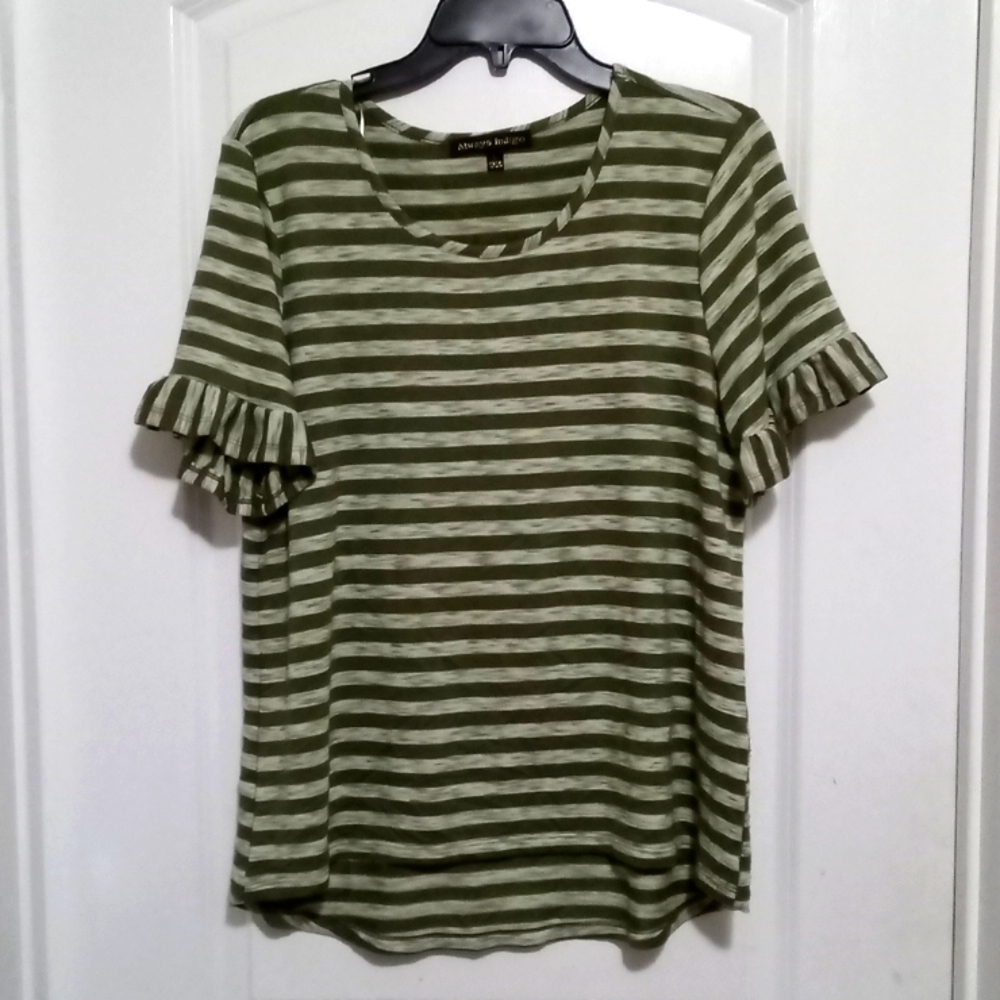 26. Alway Indigo blouse with green stripes